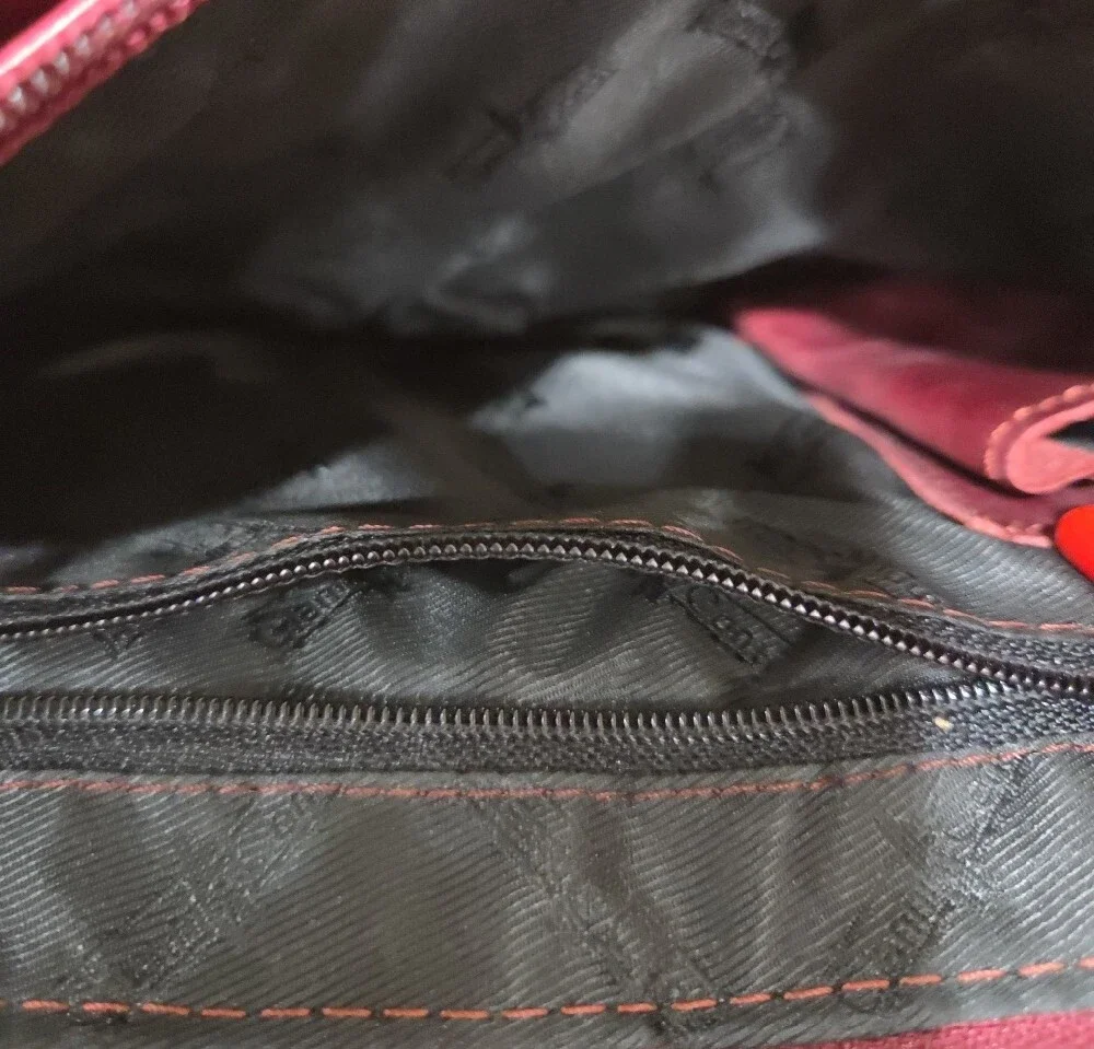 Giani Conti Burgundy Leather Crossbody Bag